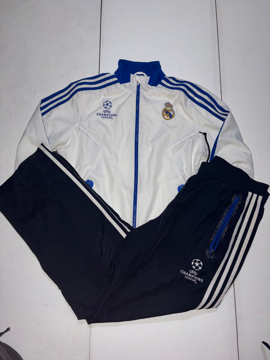 Survêtement Adidas Real Madrid CF Blanc & Bleu – XS